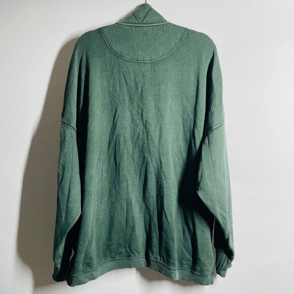 Aerie Womens Mystical Green Drop Shoulder Getaway Quarter Snap Sweatshirt Sz XL - Picture 2 of 8